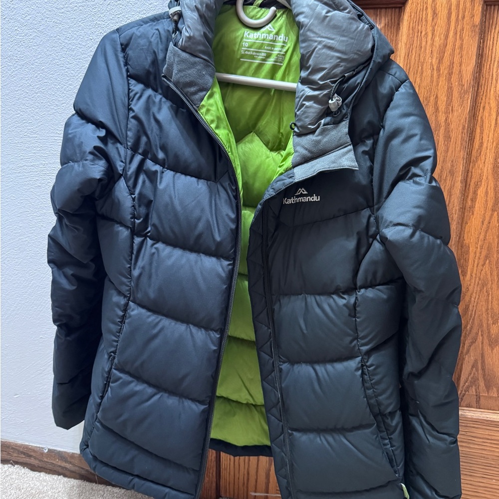 Kathmandu Black and Green Puffer Jacket